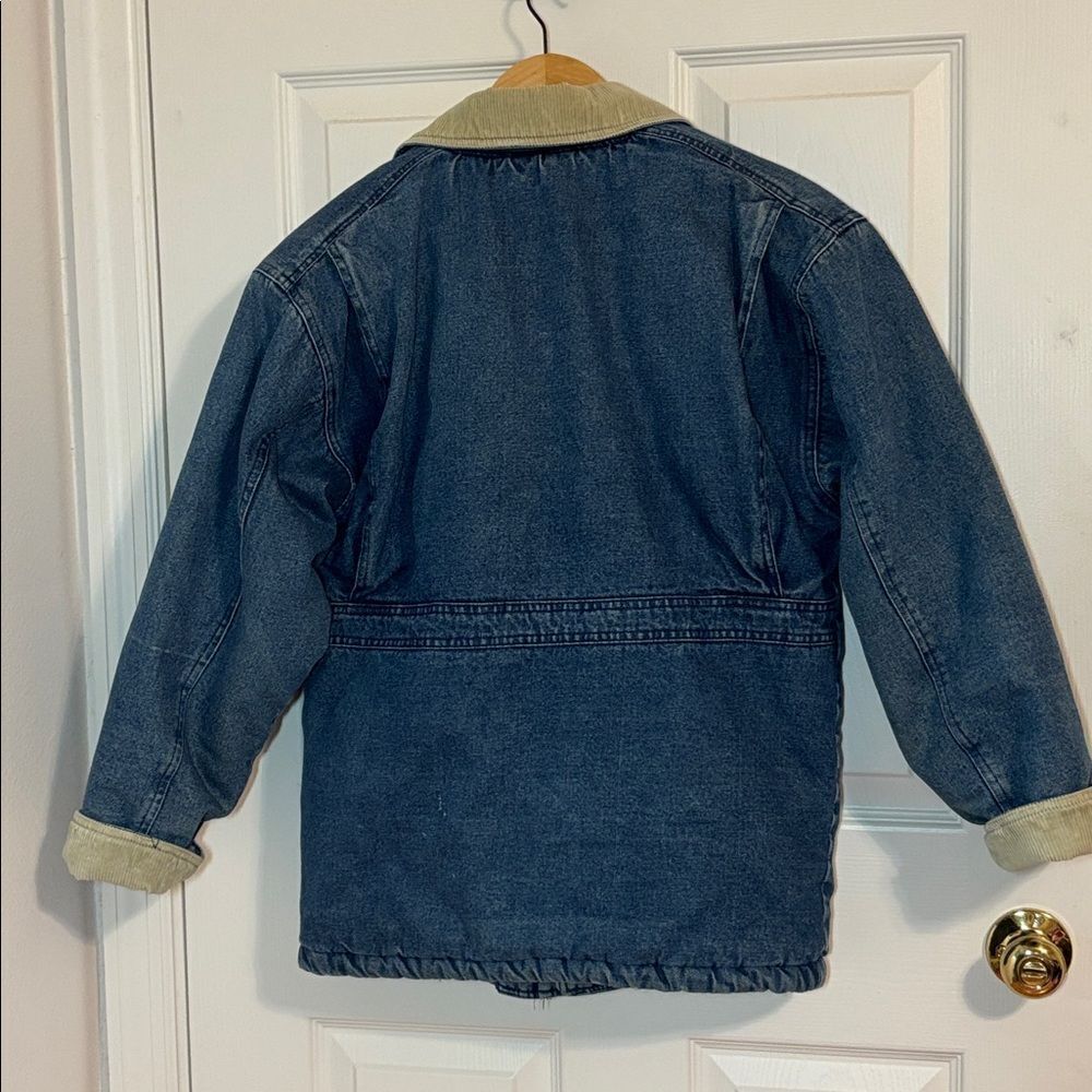 Warm Denim Jacket with Beige Corduroy Collar, XS - Picture 5 of 13